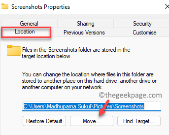 So ändern Sie den Standard -Screenshot -Ordner in Windows 11 den Standard -Screenshot -Ordner