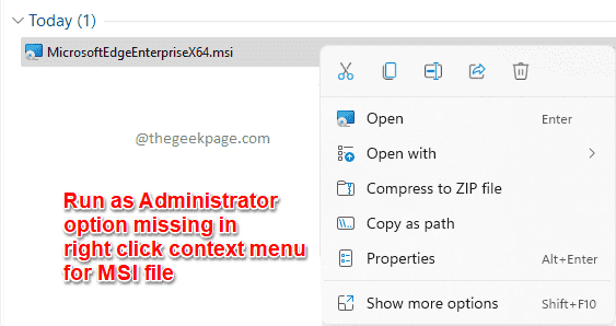 Cómo solucionar la opción de faltar Ejecutar como administrador para archivos MSI en Windows 11 /10