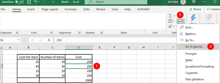 Poprawka nie może zmienić części tablicy w MS Excel