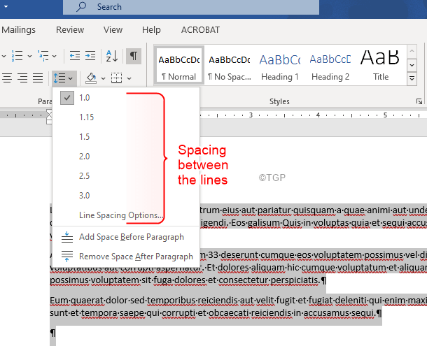 Cara menyesuaikan jarak garis dalam Microsoft Word