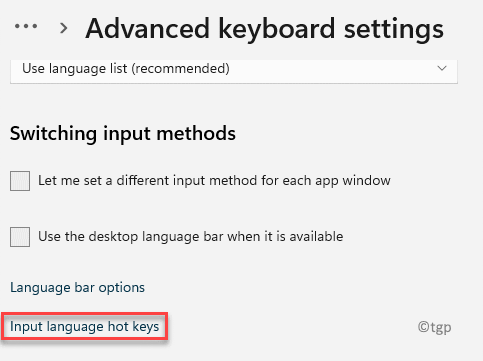 So ändern Sie die Schlüsselsequenz, um die Eingangssprache in Windows 11 zu ändern