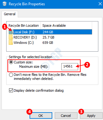 So ändern Sie die maximale Speichergröße von Recycle Bin in Windows 10