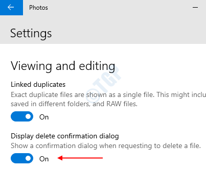Cómo deshabilitar el diálogo de confirmación Eliminar para la aplicación Fotos en Windows 10