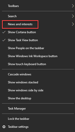 Jak włączyć lub wyłączyć funkcję wiadomości i zainteresowań w systemie Windows 10