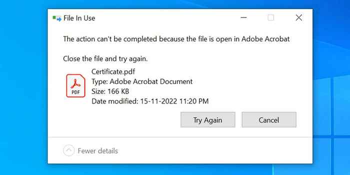 Cara memperbaiki tindakan tidak dapat diselesaikan karena file terbuka kesalahan windows