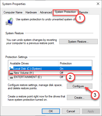 Vous devez activer la protection du système sur ce correctif