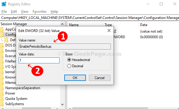Active la copia de seguridad del registro automático en Windows 10 PC