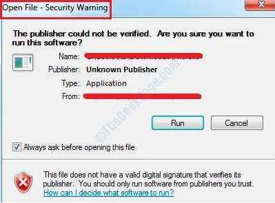 Wyłącz wydawcę nie można zweryfikować wiadomości w systemie Windows 10