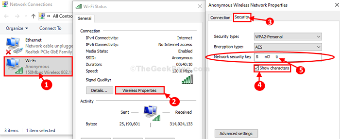 Désactiver la visualisation du mot de passe wifi à partir du champ de clé de sécurité dans Windows 10/11