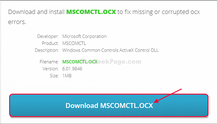 Componente corrigido 'msComctl.OCX 'Falta un archivo o un error no válido