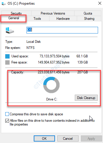 Perbaiki pembersihan disk tidak ada di properti drive di Windows 10