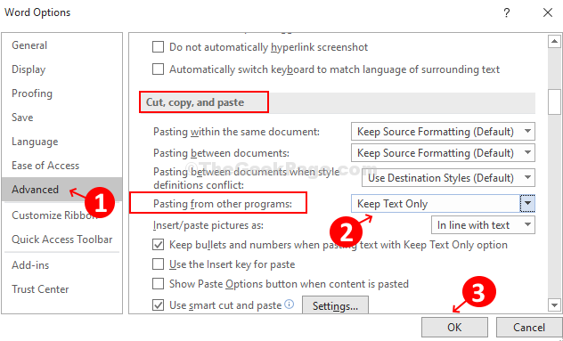 Cómo pegar por defecto el texto sin formato en Microsoft Word