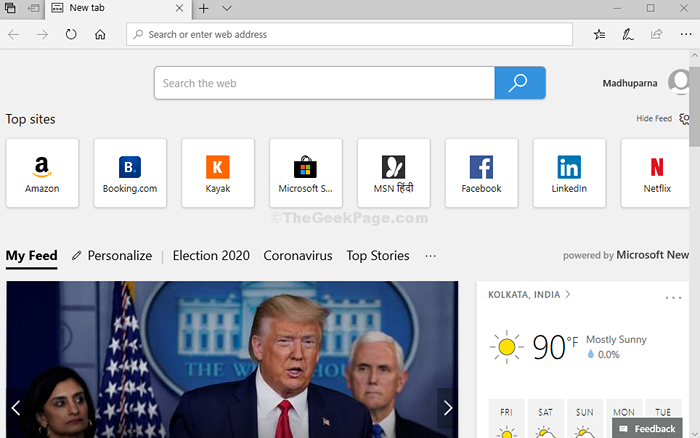 Como alterar a nova página da guia para a página em branco na Microsoft Edge