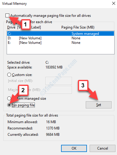 Cómo eliminar al gran hibercil.Sys y PageFile.archivos sys en Windows 10/11