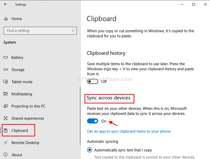 Comment activer / désactiver la synchronisation du presse-papiers sur Windows 10
