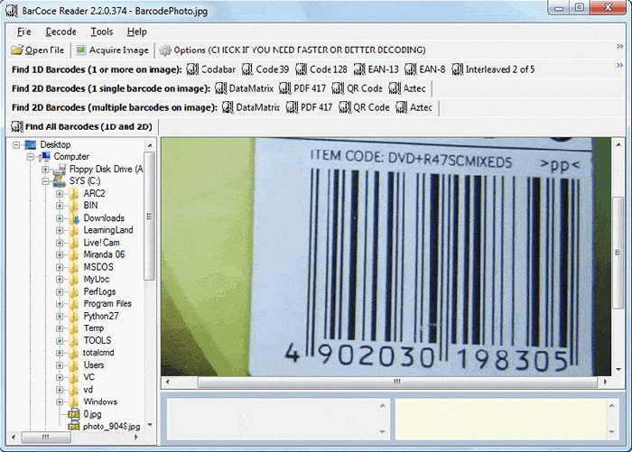 15 Software de escáner de lector de código de barras gratuito para PC con Windows