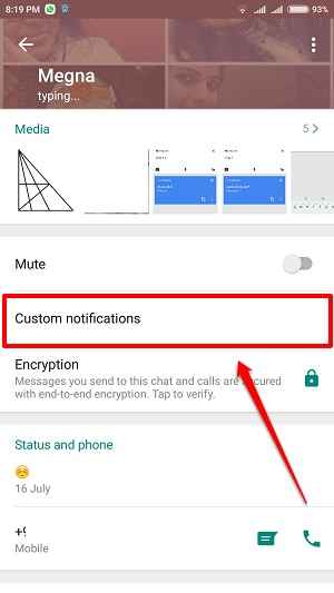 Attribuez un ton de notification particulier à une personne dans WhatsApp