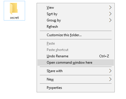 Sembunyikan sepenuhnya folder dengan baris arahan tunggal di Windows