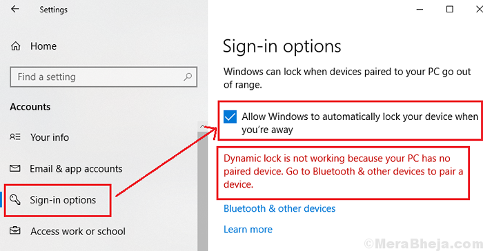 Dynamic Lock funktioniert nicht oder fehlt in Windows 10/11 nicht