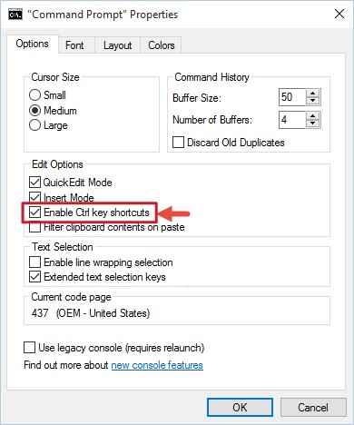 Activer / désactiver Ctrl + C / Ctrl + V pour la copie / coller dans Windows 10/11 CMD