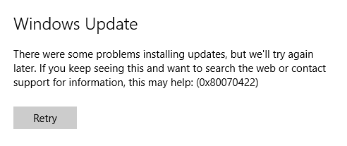 Correction de 0x80070422 Erreur de mise à jour sur l'ordinateur Windows 10