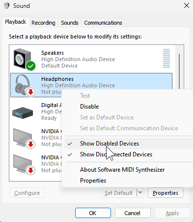 Perbaiki headphone yang tidak berfungsi di Windows 10/11