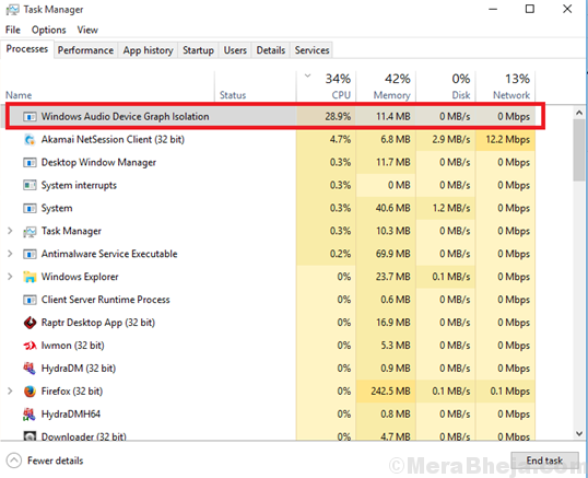 Betulkan Penggunaan CPU Tinggi oleh AudioDG.exe di Windows 10/11