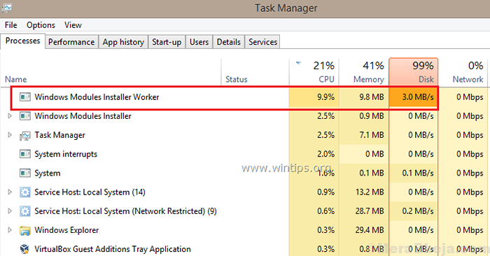 Arreglar el uso alto de CPU por Tiworker.EXE en Windows 10