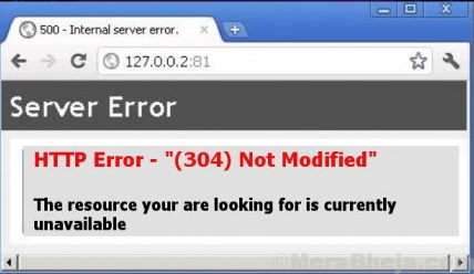 Corrige el error http 304 no modificado error