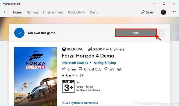 L'option Correction «Installer» est grisée sur certains jeux dans Microsoft Store