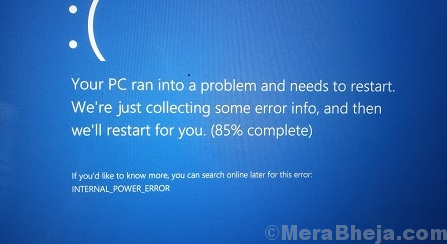 Beheben Sie den Bildschirm Internal_Power_error Blue unter Windows 10