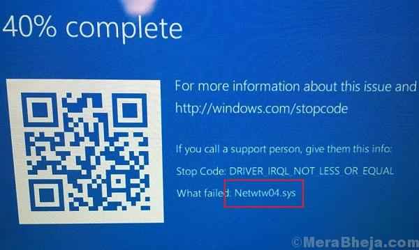Arreglar netwtw04.pantalla azul SYS en Windows 10