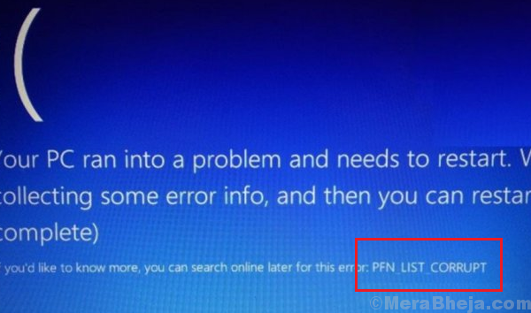 Corrige el error pfn_list_corrupt en Windows 10