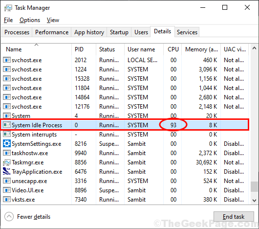 Das Fix -System -Leerlaufprozess hat eine hohe CPU -Verwendung