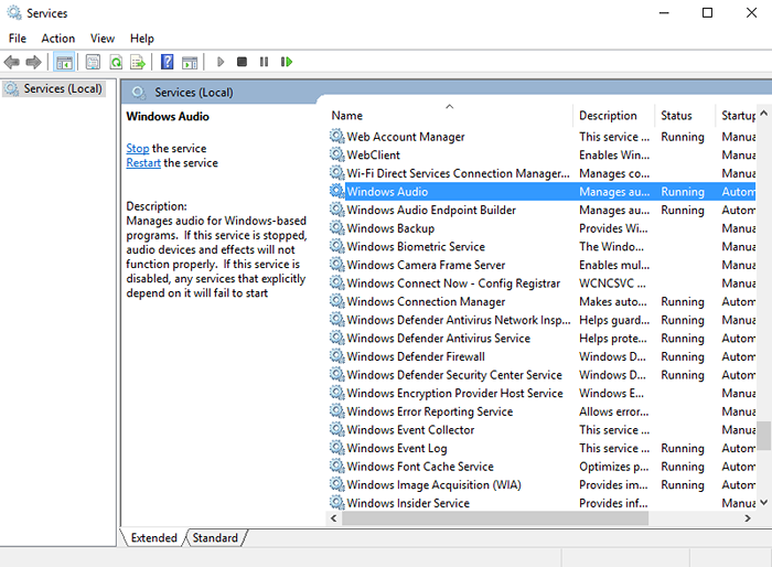 Napraw „Usługa audio nie działa” w systemie Windows 10