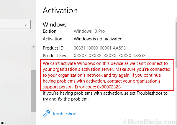 Betulkan Kami tidak dapat mengaktifkan Windows pada peranti ini kerana kami tidak dapat menyambung ke pelayan organisasi anda