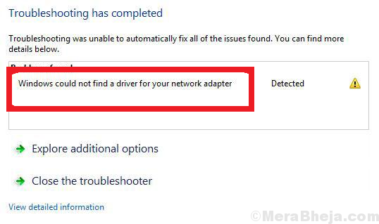 Das Problem der Korrektur von Windows konnte keinen Treiber für Ihren Netzwerkadapter in Windows 10 finden