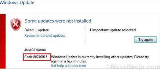 Korrigieren Sie den Windows -Update -Fehler 80240016 in Windows 10