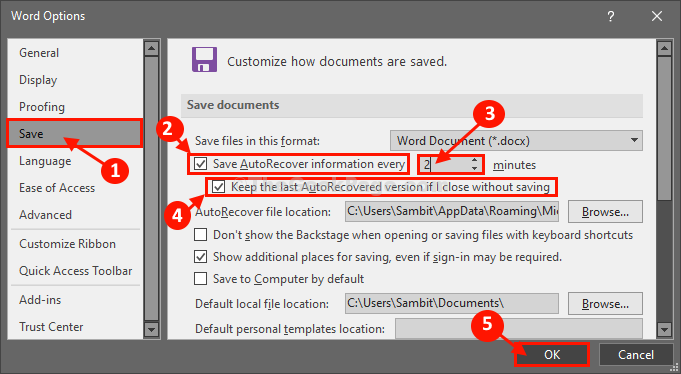 Cómo guardar automáticamente archivos en Word, Excel y PowerPoint en cada pocos minutos