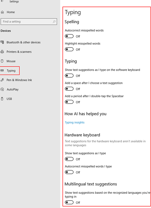 Comment désactiver la vérification automatique / orthographe dans l'application Windows 10 Mail