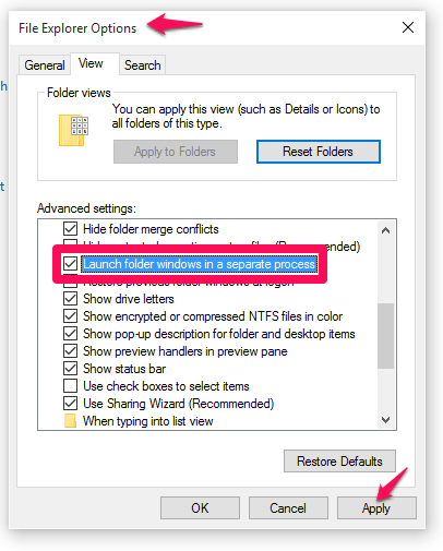 Cara Membuka Fail Explorer sebagai proses yang berasingan di Windows 10, 11