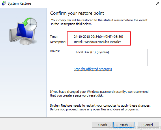 Cómo realizar la restauración del sistema en Windows 10