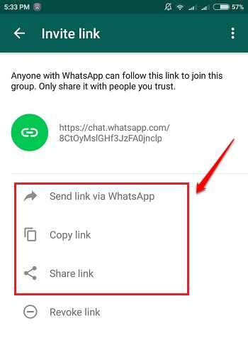 Comment envoyer l'invitation du groupe WhatsApp via des liens