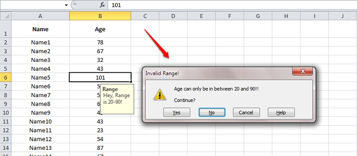 Comment définir une valeur minimale et maximale dans la colonne Excel