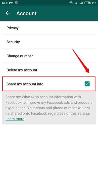 Cara Menghentikan WhatsApp dari berbagi data Anda dengan Facebook untuk penargetan iklan