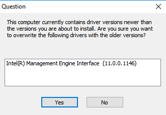 Rollback Intel (R) Motor de administración Controlador de interfaz en Windows 10