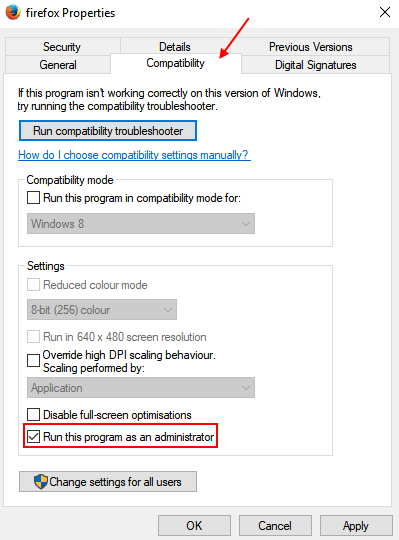 Execute um programa específico como administrador por padrão no Windows 10