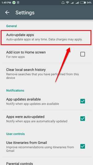 Arrêtez Google Play Store à partir des applications de mise à jour automatique dans Android sur WiFi