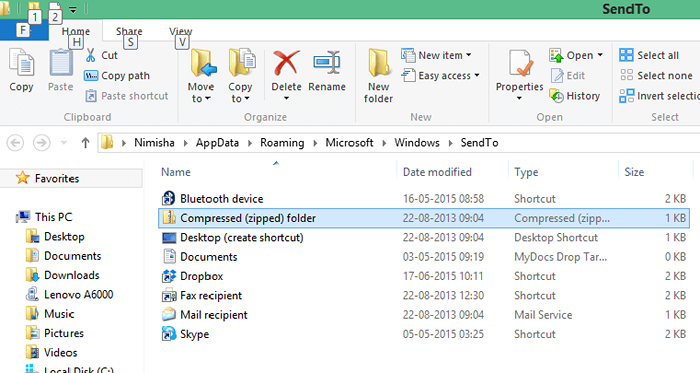 Dodaj opcję folderu sprężonego (zapinanego) w Menu do menu w systemie Windows 10