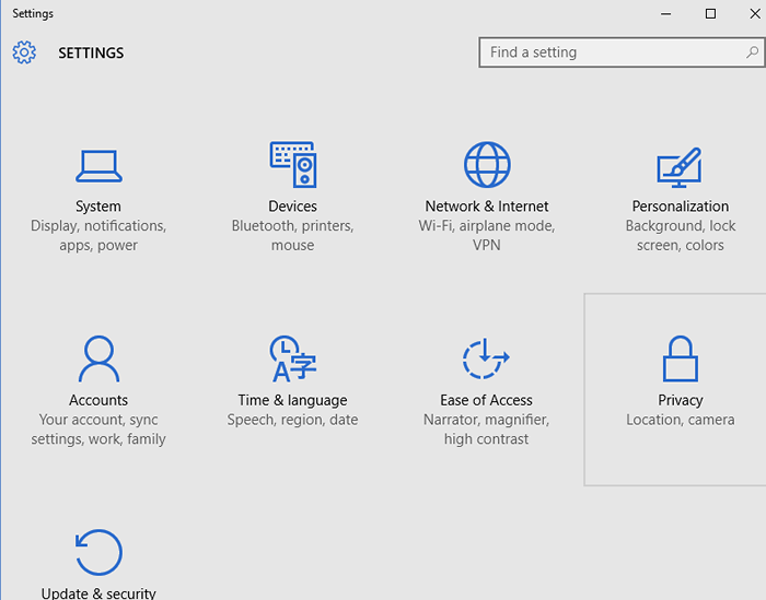 Vaya directamente a la configuración particular a través de la ejecución en Windows 10